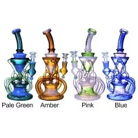 Clover Glass - 9" Timewave Inline Perc Recycler Water Pipe - [WPD-421]