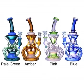 Clover Glass - 9" Timewave Inline Perc Recycler Water Pipe - [WPD-421]