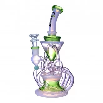 Clover Glass - 9" Timewave Inline Perc Recycler Water Pipe - [WPD-421]