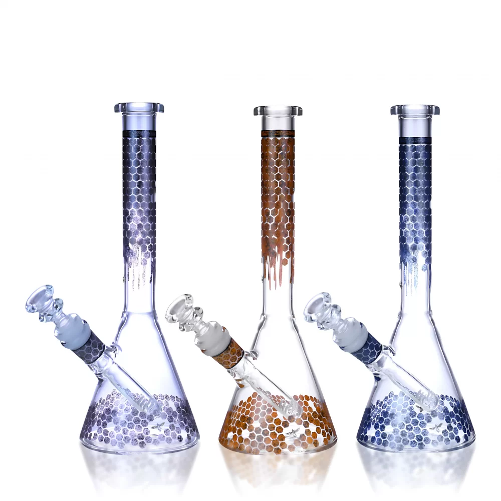 Clover Glass - 10" Honeycomb Art Beaker Water Pipe Clover Glass - 10" Honeycomb Art Beaker Water Pipe