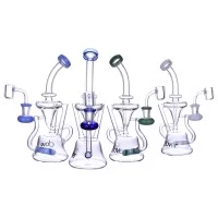 Clover Glass - 8.5" Funnel Style Inline Perc Recycler Water Pipe - [WPE-439]