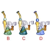 Clover Glass - 8.5" Twisted Vine Inline Perc Recycler Water Pipe - [WPE-579]
