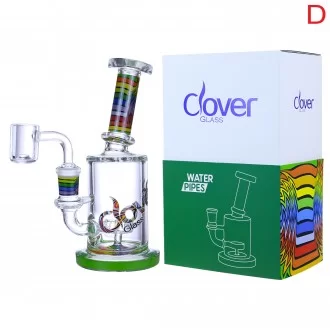 Clover Glass - 6" Rainbow Wig Wag Art Showerhead Perc Water Pipe
