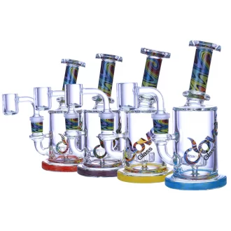 Clover Glass - 6" Bent Neck Wig Wag Art Showerhead Perc Water Pipe