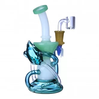 Clover Glass - 7" Marine Friend Inline Perc Recycler Water Pipe - [WPE-871]