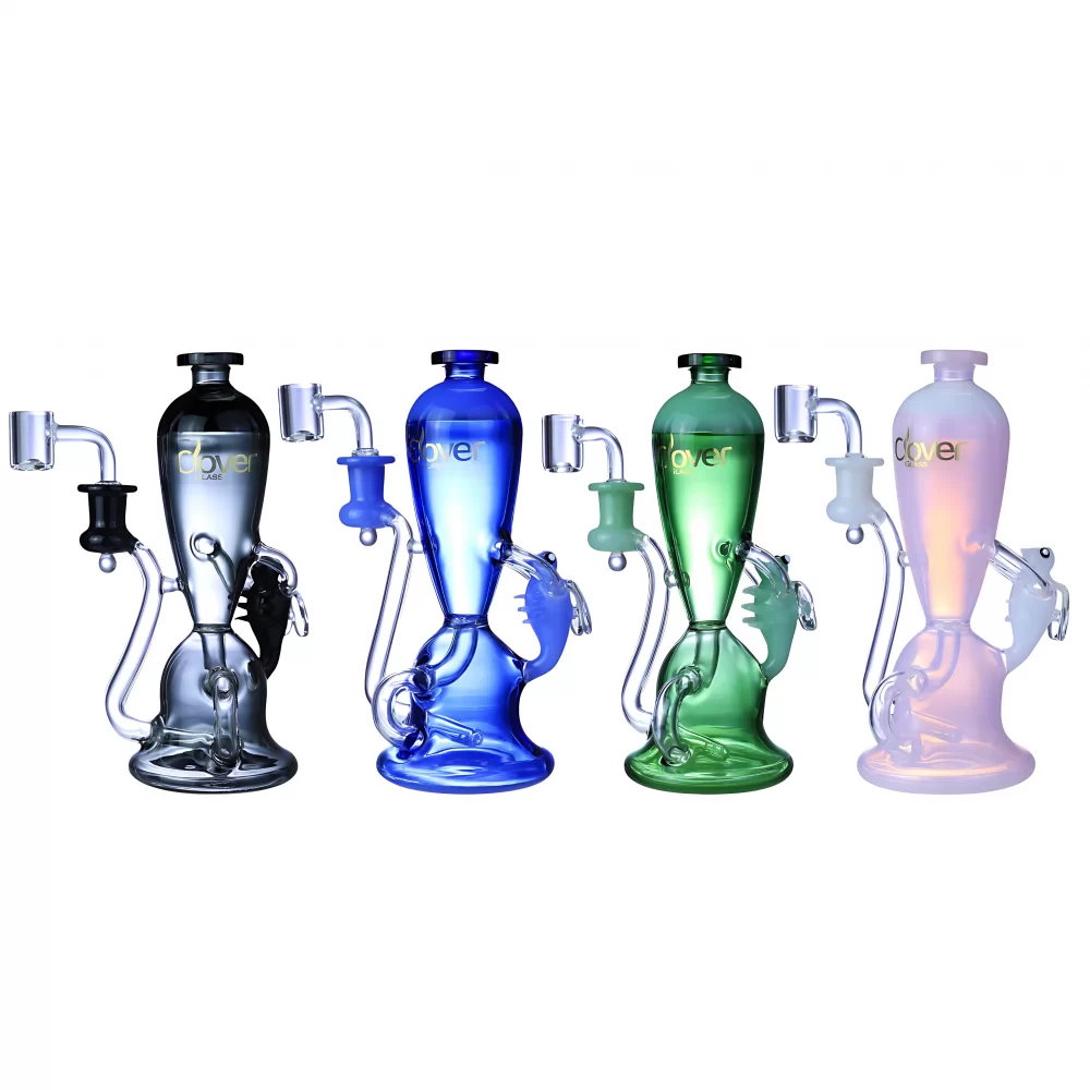8" Bug Hydration Recycler Bong – Clover Glass Clover Glass 8-Inch Bug Hydration Recycler Water Pipe