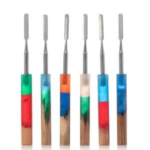 Dogg Lbs - Everyday Resin Wood Handle Stainless Steel Dabber - 12ct Jar