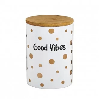 Deluxe Canister Stash Jar - Good Vibes - White & Gold - Large [88088]