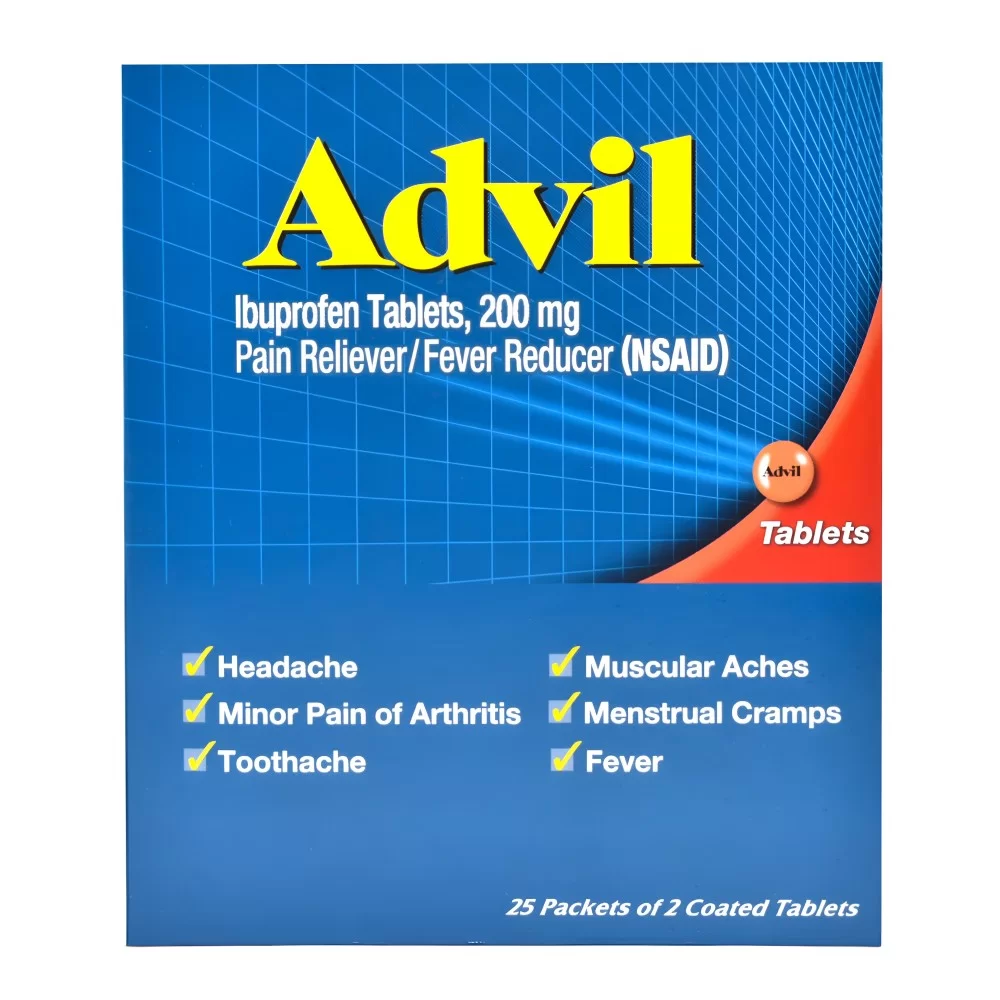 Advil Tablet Pouches - 25ct Display - Portable Pain Relief for Headaches and More