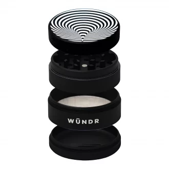 WÜNDR - 2.5" Matte White and Black 4-Part Herb Grinder 63mm 