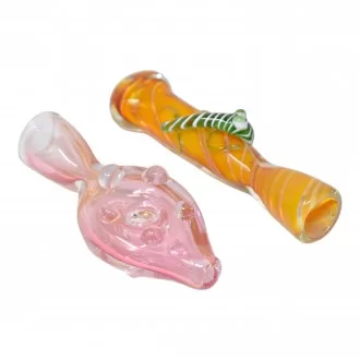 3" Assorted Design One hitter Glass Chillum - 22Ct Display