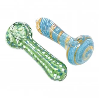 On Point Glass - 4" Multi Marble Assorted Art Hand Pipe - 12Ct Display