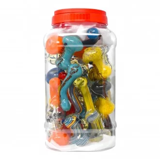 6-7" Assorted Design Standing Bubbler Hand Pipe - 18Ct JAR [BK18JAR]