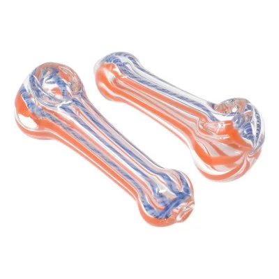 3" Transcendent Lines Artistry In Clear Glass Hand Pipes - 2PK [BK244]