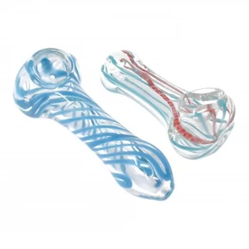 3.5" Twirl Line Art Spoon Hand Pipe - 2Pack