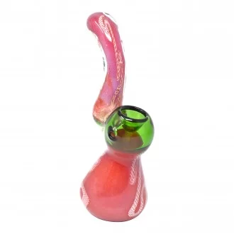 6" Frit Ribbon Art Bubbler Hand Pipe - [BK260]