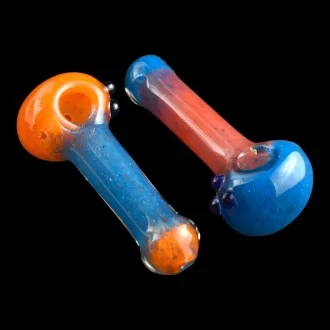 4" Candy Frit Double Tone Hand Pipe Assorted Colors (Pack Of 2) [DJ468]