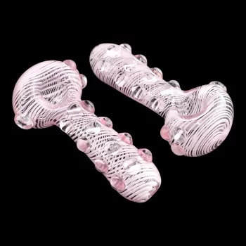 4.5" Multi Marble Twine Art Spoon Hand Pipe - Pink - 2 Pack