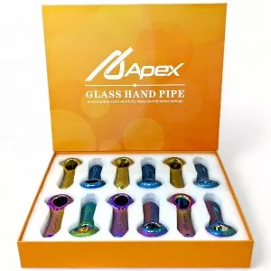 APEX 4" Frosted Mechanical Zen Art Hand Pipe 12ct Display [HPD33]