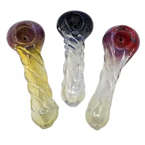 4" Frit Head R4 Swirl Art Hand Pipe Assorted Colors [ISP509]