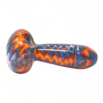 4" Vibrant WigWag Art Spoon Hand Pipe - [KK05]