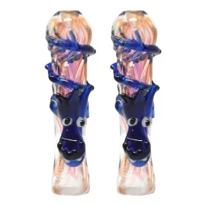 3" Gold Fumed Art With dragon Chillum - (Pack of 2) [SG1614]