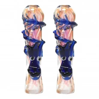 3" Gold Fumed Art With dragon Chillum - (Pack of 2) [SG1614]