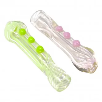 3" Spiral Art Chillum Hand Pipe - 4pk