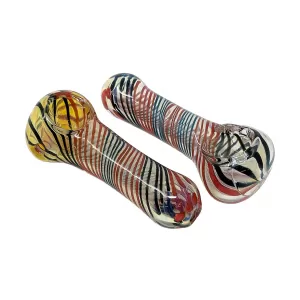 3" Silver Fumed Double Swirl Art Hand Pipe (Pack Of 2) - [RJA40]