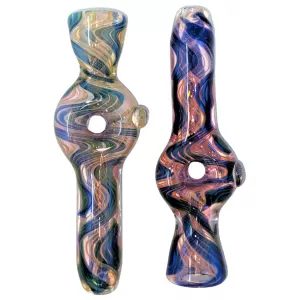 3" Gold Fumed Blue Waves Donut Chillum Hand Pipe - (Pack of 3) [SG3191]