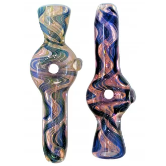 3" Gold Fumed Blue Waves Donut Chillum Hand Pipe - (Pack of 3) [SG3191]