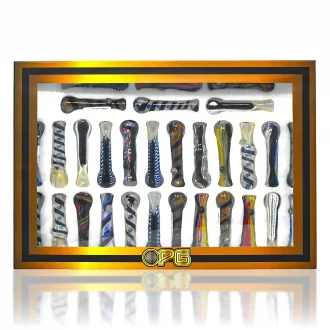 On Point Glass - 3.5" Assorted Design Fumed Chillum - 30Ct Display