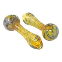 4" Gold Fumed Frit Head Spiral Hand Pipe - 2 Pack [SP-135]