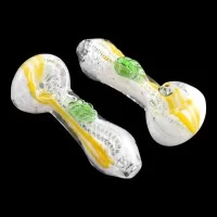4" Frit Twisted Rope Leaf Art Hand Pipe - 2 Pack [SP-193]