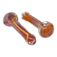 4" Frit Art Rasta Line Spoon Hand Pipe - 2 Pack [SP-332]