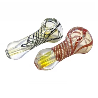 2.5" Silver Fumed Spiral Art Hand Pipe (Pack of 2) - [SP17]