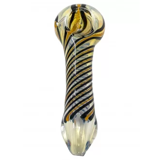 4" Silver Fumed Swirl Road Art Hand Pipe [XQ139]