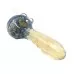 7.5" Silver Fumed Sea Glass Art W/ Frit Head 600g Heavy Hand Pipe - [BT02]