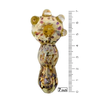 7" Silver Fumed Unique Intricate Multi Marble Art 600g Hand Pipe - [BT04]