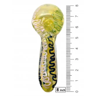 8" Silver Fumed Swirl Art 400g Heavy Hand Pipe - [BT07]