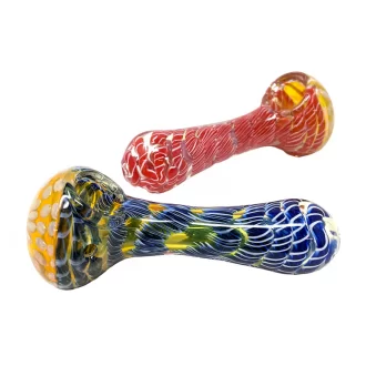 4" Gold Fumed Full Twisted Line Art Hand Pipe - 2pk [YT23]