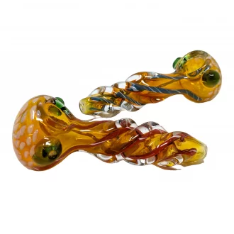 4" Gold Fumed R4 Work Latachino Head Hand Pipe - (Pack of 2) [YT24]