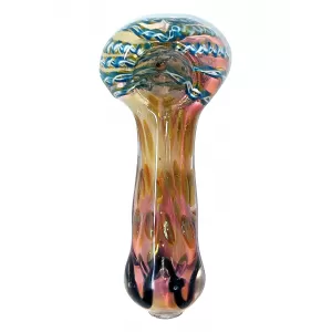 4" Gold Fumed Heavy Swirl Art Hand Pipe [ZN23]