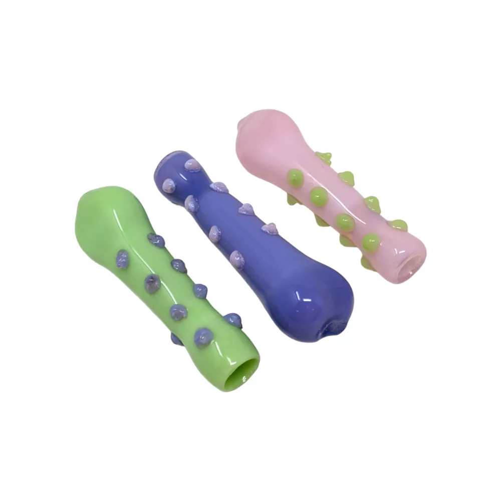 3.3" Imported Slyme Tube And Marble Work Chillum Hand Pipe Assorted Colors (Pack of 3)