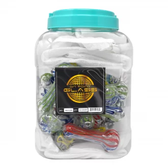 3" Assorted Color Line Art Hand Pipe - 32Ct JAR [3RKD32JAR]