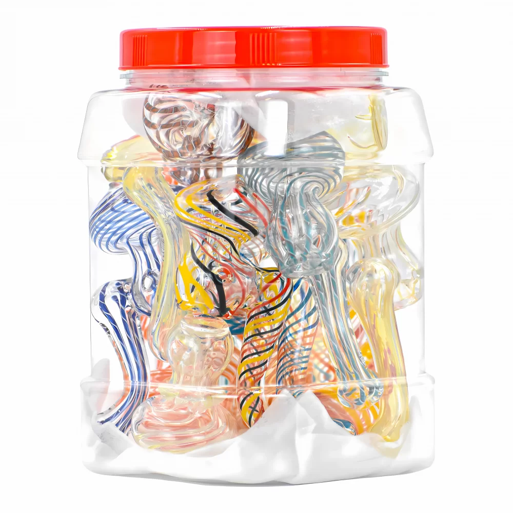 4.5" Assorted Design Inside Out Fumed Bubbler Hand Pipe - 14Ct JAR 4.5" Assorted Design Inside Out Fumed Bubbler Hand Pipe - 14Ct JAR - Fumed Glass Bubblers with Artistic Designs