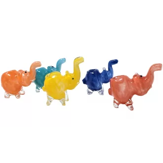 3" Mini Assorted Elephant Animal Hand Pipe - (Jar of 12) [JARME12]