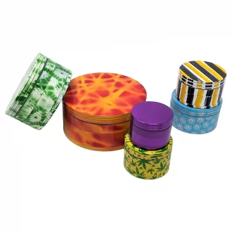 Mix Designs (42/50/55/62/80/100mm) 4 Part Grinders - 30ct Jar [JIGMG30JAR]