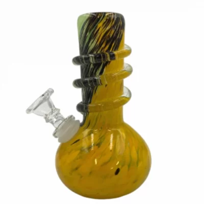 6" Mini Apple Bottom with Rings Color Slash Soft Glass Water Pipe - Glass On Glass [L5810G]