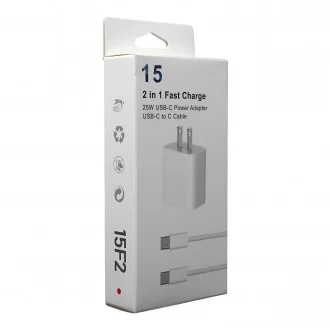 Fast Charge 15 - 2 in 1 USB-C Power Adapter 3w USB-C to C Cable 